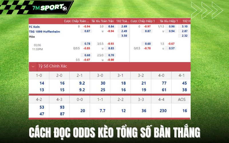 Cách đọc odds kèo tổng số bàn thắng